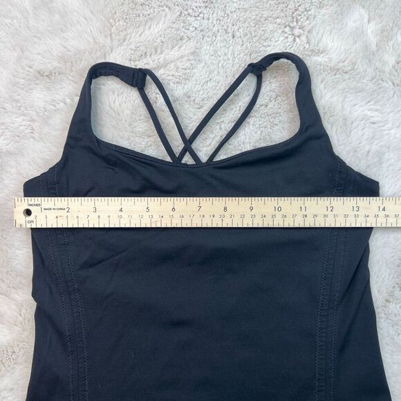 Lululemon Free To Be Tank Black Size 6 Built in Bra Criss Cross Back Athletic - Picture 3 of 9
